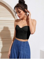 Grommet Lace-up Back Bustier Tube Top