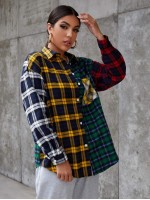 Tartan Color Block Blouse