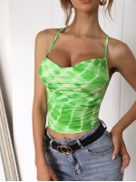 Tie Dye Lace Up Back Halter Top