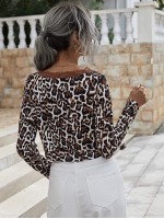 Leopard Lace Insert Tie Front Top