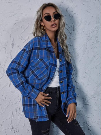 Plaid Button-Front Long Sleeve Shirt