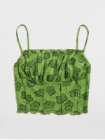 Lettuce Trim Seam Front Floral Mesh Cami Top