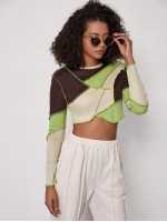 Cut and Sew Stitch Trim Crop Tee