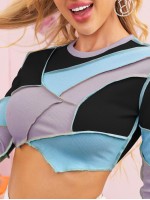 Cut and Sew Stitch Trim Crop Top