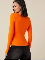 Neon Orange Square Neck Form Fitted Tee