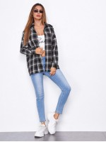 Drop Shoulder Plaid Blouse