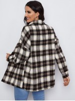 Drop Shoulder Plaid Blouse