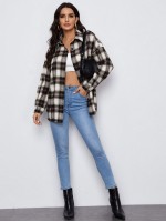 Drop Shoulder Plaid Blouse