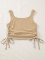 Side Drawstring Crop Tank Top