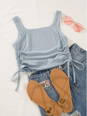 Drawstring Detail Crop Tank Top