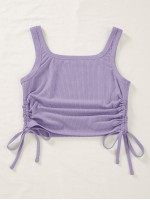 Scoop Neck Drawstring Side Tank Top