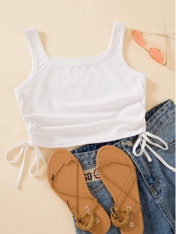 Drawstring Side Crop Tank Top