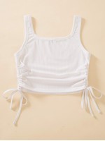 Drawstring Side Crop Tank Top