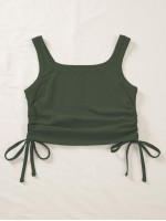 Drawstring Side Crop Tank Top