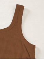 Drawstring Side Rib-knit Tank Top