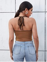 Lace Up Seam Front Halter Top