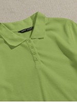 Lettuce Trim Rib-knit Polo Top