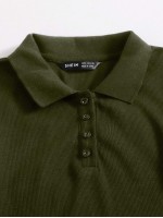 Lettuce Edge Rib-knit Polo Shirt