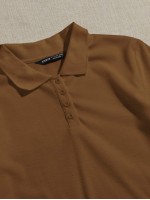 Lettuce Trim Rib-knit Polo Top