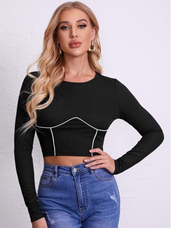 Contrast Tipping Crop Tee