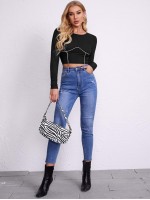 Contrast Tipping Crop Tee