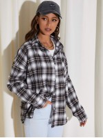 Drop Shoulder Tartan Blouse