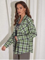 Drop Shoulder Tartan Blouse