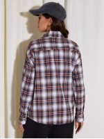 Drop Shoulder Tartan Blouse