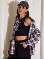 Drop Shoulder Tartan Blouse