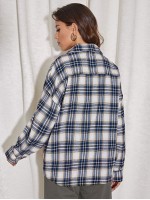 Drop Shoulder Tartan Blouse