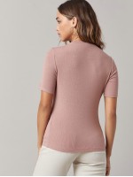 Mock-Neck Rib-knit Top