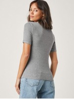 Rib-knit Solid Tee