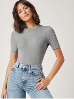 Rib-knit Solid Tee