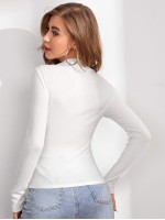 Ribbed Half-Zip Long Sleeve Tee