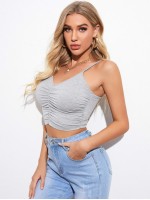 Ruched Front Solid Cami Top