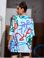 Drop Shoulder Graphic Print Oversize Tee