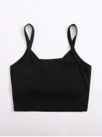 Surplice Neck Rib-knit Crop Cami Top