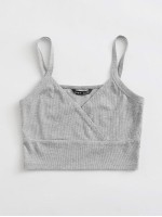 Surplice Neck Wide Hem Rib-knit Cami Top