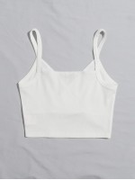 Surplice Neck Rib-knit Crop Cami Top