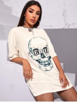 Skull & Letter Graphic Longline Tee