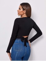 Cross Wrap Front Tie Back Crop Top