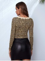 Lace Trim Leopard Top