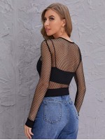 Fishnet Mesh Crop Top Without Cami