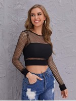 Fishnet Mesh Crop Top Without Cami