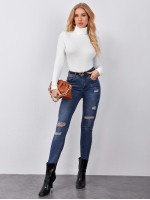 Turtle Neck Rib-knit Top