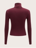 Turtle Neck Rib-knit Top