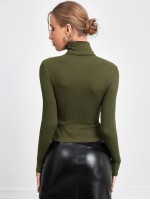 Turtle Neck Rib-knit Top