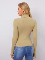 Turtle Neck Rib-knit Top