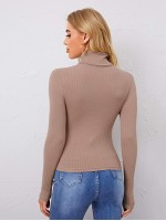 Turtle Neck Rib-knit Top