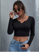 Notch Neck Crop Tee